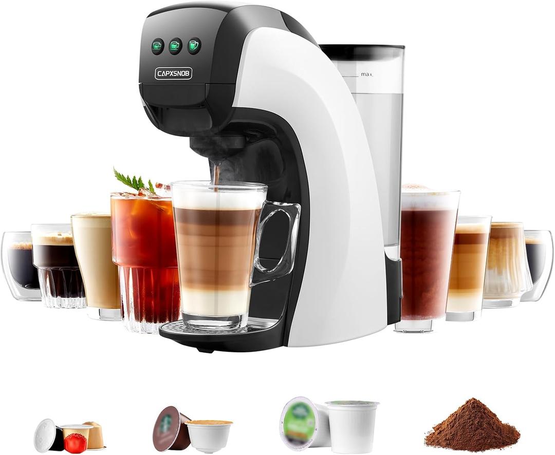 Warriors1 Coffee Maker for Keurig K Cup, Espresso Machine for Nespresso Original, Dolce Gusto Coffee Pods, Ground Coffee, Coffee Machine for Cappuccino & Latte, Programmable, 20 Bar, 28 oz Reservoir