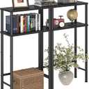 Asgolion Narrow Console Table, 15.7" Small Entryway Table, 2Tier Sofa Table with Storage, Skinny Console Tables for Entryway, Hallway, Bedroom, Living Room, Foyer, Black