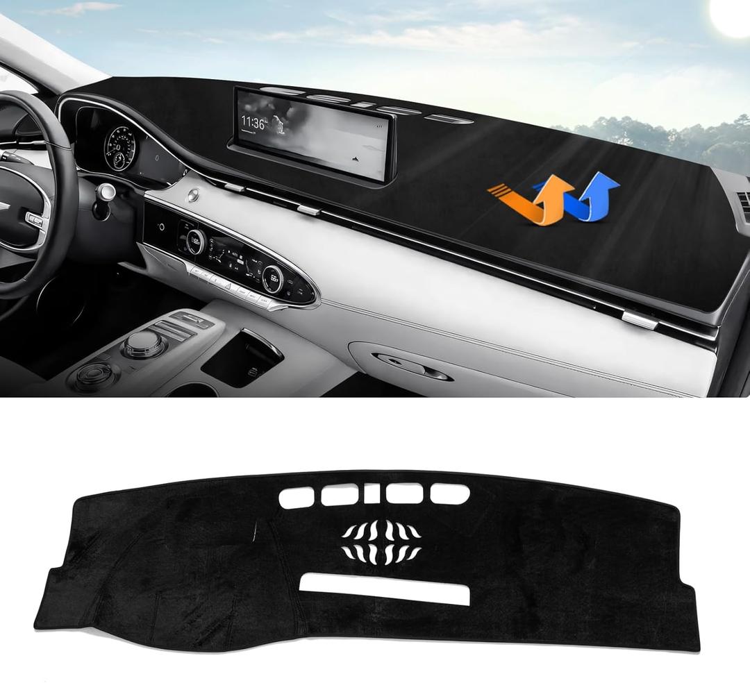 Autorder Dashboard Cover Mat for 2022-2025 Genesis GV70 Accessories Dash Cover Upgrade Velvet Dash Mat Sunshade Glare UV Rays Protector