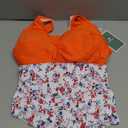 Eomenie Two Piece Tankini Swimsuits for Women Tummy Control Bathing Suits Cutout Back Swim Tank Top with High Waisted Bottom (Small, Orange Floral)