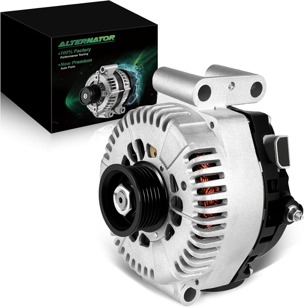 4.0L Alternator for:-Ford Explorer 2002 2003 2004, Explorer Sport Trac 2001-2004 for:-Mercury Mountaineer 2001-2004, 12V 130Amp 6-Groove Pulley Clockwise, OE#1L2U-10300-AA (NEW)