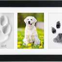 Seencool Paw Print Frame Kit, Dog Paw Print Kit with No Toxic Clay & No Mess Ink Pad, Pet Paw Print Impression Kit with Customization Tool, Wooden Pet Memorial Frame,DIY Dog Lover Gifts (Black)