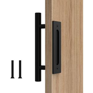 Orgerphy 10 Black Barn Door Handles Round Shape | Black 10 inch Round Heavy Duty Solid Steel Gate Handle | for Barn Door Gates Garages Sheds
