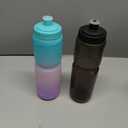 2Pack 32oz Bike Water Bottle, 1000ml Sports Cycling Water Bottle Easy to Squeeze, Lightweight Fits Most Bike Cages Bicycle (Hydrangea & Black)