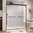 GETPRO Shower Door 56-60 in. W x 72 in. H Semi-Frameless Double Sliding Shower Doors, Bypass Glass Door for Walk-in Shower with 5/16 inch Tempered Glass Matte Black