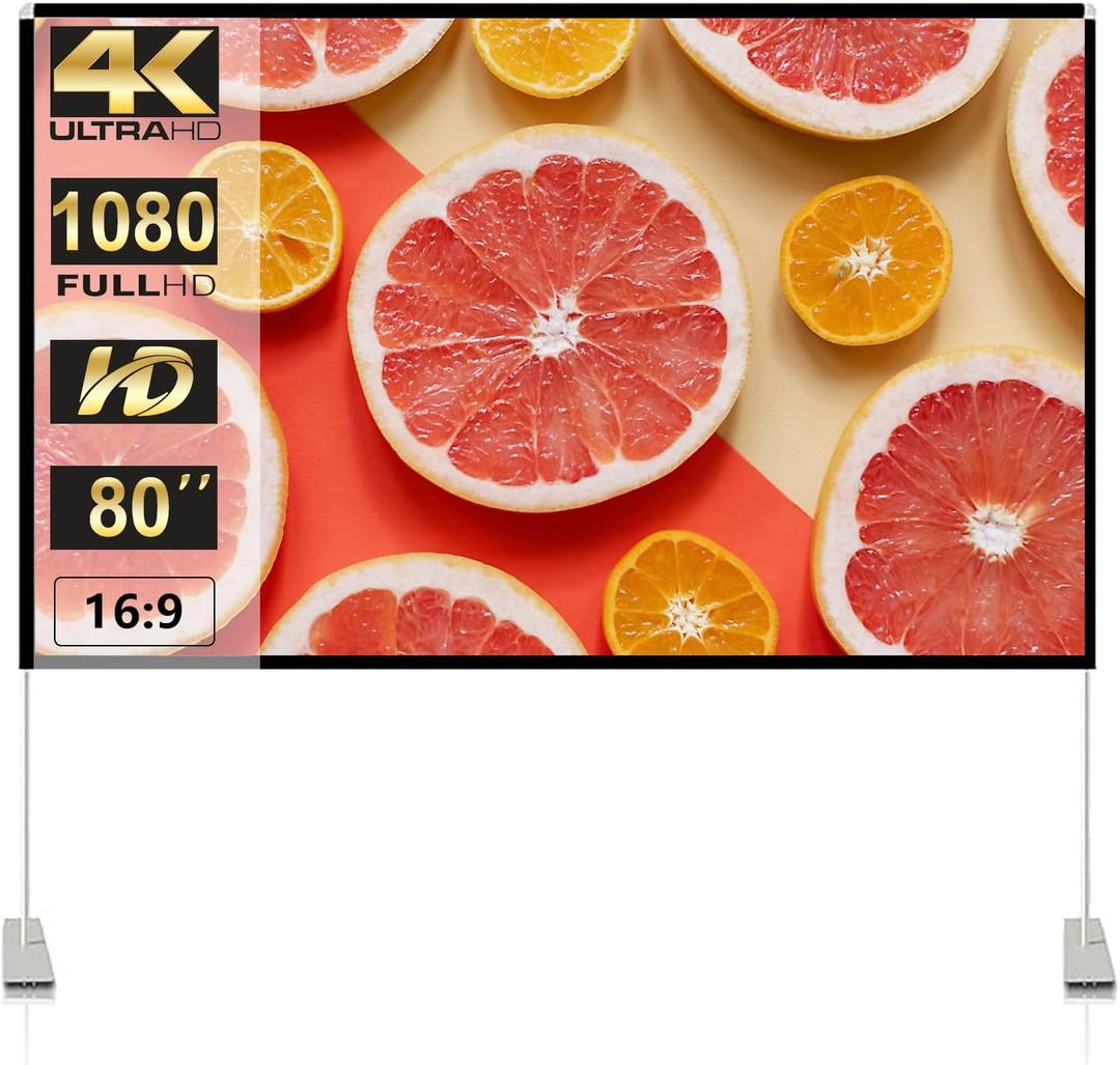 SKERELL Outdoor Projector Screen with Stand : Portable Projection Screen for Outside Theater Home Backyard Movies 80 inch [SKLI-080]