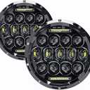 H6024 7 Inch Led Headlights with Daytime Running Light For Jeep Wrangler JK JKU CJ LJ TJ Chevy GMC Ford Dodge Mazda Miata Nissan Mack VW AM General Hummer H1 H2 Land Rover Defender Suzuki Samurai, 2 PC