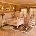 iLAND Victorian Dollhouse Furniture 1/12 Scale, Brewster Dollhouse Bedroom Furniture Set (White & Gold)