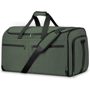 Bukere Garment Bags for Travel, Large Convertible Garment Duffel Bag for Men Women, Shoe Compartment, 2 in 1 Hanging Dress Suitcase Suit Travel Bags (Green)