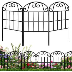 24.5in(H) x 20.58ft(L) Garden Fence Animal Barrier, 19 Pack Tall Decorative Fencing Panel, Arched Metal Fence Border, No Dig Fence, Fencing Border, Black Fence Panel for Dog, Yard, Patio Outdoor Decor