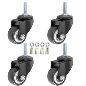 4 Pack of 1.5 Inch Swivel Caster Wheels PU 360 Degree Threaded Stem Caster Wheel M8 x 25mm, 330lb Total Load Capacity.