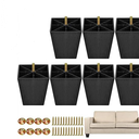 TURSTIN Furniture Legs Plastic Sofa Coach Legs Square Tapered Feet Sofa Legs with T-Nuts Screws for Legs Sofas Chairs Cabinets Dressers Beds, Black (7, 4 Inches)