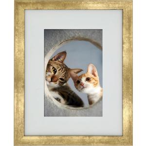 8x10 Photo Frame Gallery Picture frame with 5x7 mat,Freestanding and Wall Mountable,Gold