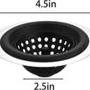 Sink Drain Strainer, 2PCS, 4.5 inch Wide Rim Flexible Silicone & Stainless Steel Sink Strainer, Rust Free, Silicone Bathroom Sink Strainer for Kitchen & Bathroom