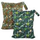 Mama Koala Wet Dry Bags, Portable Washable Reusable Baby Cloth Diapers Bags, 2pcs Medium Size for Travel Beach Laundry Pool Gym Yoga (WB-Forest)