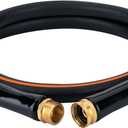 EASTRANS Short Garden Hose 15 ft x 5/8", Heavy Duty Black Orange Water Hose with 3/4" Solid Brass Connector, Flexible, Lightweight, Durable