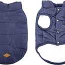 Warm Dog Coat, Windproof Dog Jacket Fleece Pet Winter Coats Solid Color Dogs Clothes Cold Weather Pet Jacket Vest Soft Puppy Apparel for Small Medium Dogs Cat (S, Navy)