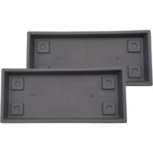 The HC Companies 23.5 Inch Venetian Rectangular Plant Saucer - Indoor Outdoor Plastic Plant Trays for Pots - 23.5"x7.5"x1.3" Warm Gray (1 Pack Only)
