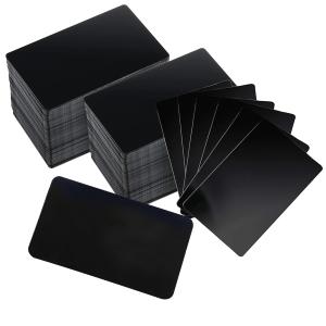 100PCS Metal Business Card Blanks 0.45mm Thickness Black Aluminum Metal Blanks Cards for Laser Engraving Home Office Customer DIY Gift Plate Invitations, 3.4 x 2.1 Inch