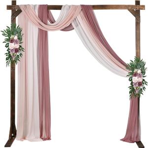 DearHouse Wooden Wedding Arch, 7.2FT Square Wooden Arch for Wedding Wood Arch Wedding Arbor Backdrop Stand for Ceremony Rustic Wedding Birthday Parties Indoor Outdoor Garden Decor, AWERT0-3