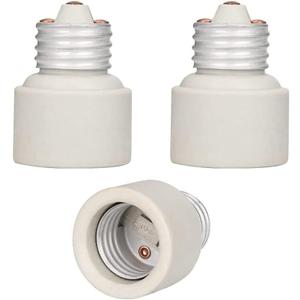ALUCSET 3 Pack Porcelain Light Socket Extender, Medium Screw Base to Medium Porcelain Extender, E26 E27 to E26 E27 Lamp Bulb Socket Extension Adapter