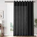 Black Extra Wide 100 inch Linen Curtains for Living Room Divider Light Filtering Semi Sheer Patio Curtains for Sliding Door Coastal Decor Sunroom Floor to Ceiling Window Curtain Panels, Size 100x50
