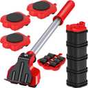 Furniture Lift Mover Tool Set, 13pcs Furniture Lifter & Mover Sliders with 24 Wheels & Adjustable Height Lifting Lever for Moving Couches Sofas Refrigerators,Appliance