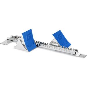 Gill Athletics S2 Starting Block 8" Tall Cast Aluminum Pedals - Designed for High Level Track & Field Competition - Pedals Feature Four Angle Adjustments - Includes 12 Pyramid Spikes (Royal Blue)