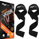 Grip Lifting Straps for Weightlifting and Strength Training, Premium Cotton and Padded Wrist Wraps, Gym Deadlift for Men & Women (Black, 1-Pair) (2 Pcs)