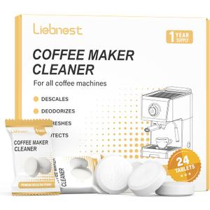 24 Count Coffee Maker Cleaner & Descaler Tablets, Effective Cleaning Coffee Pot Cleaner Tablets, Compatible with Nespresso, Breville, Keurig, Ninja, Delonghi, Miele