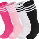 Zando 4 Pairs Kids Soccer Socks Baseball Softball Youth Athletic Boys Girls Knee High Socks