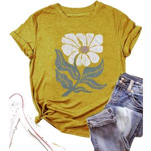 Vintage Floral Shirts Women Boho Wildflowers T-Shirt Wildflower Graphic Tee Shirts Summer Nature Tshirts Tops
