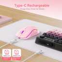 Wireless Keyboard and Mouse Combo, RGB Backlit Rechargeable 2000 mAh Battery, Wireless Computer Keyboards, Tri-Mode Bluetooth/2.4GHz/USB-C Custom Creamy Keyboard, RGB Backlit Media Knob (White-Pink)