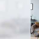 LUTE Window Privacy Film, Frosted Glass Window Film for Bathroom, Static Cling Removable Heat Control Glass Coverings, Non Adhesive Opaque Door Sticker for Home Office (Pure, 17.5" x 78.7")