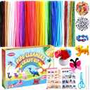 800pcs Pipe Cleaners Crafts Kit, 30 Colors Pipe Cleaners Bulk with 20 Designs Instruction Book, Colorful Chenille Stems for Animal Flower Creative Projects DIY, Arts and Crafts for Kids Ages 4-12