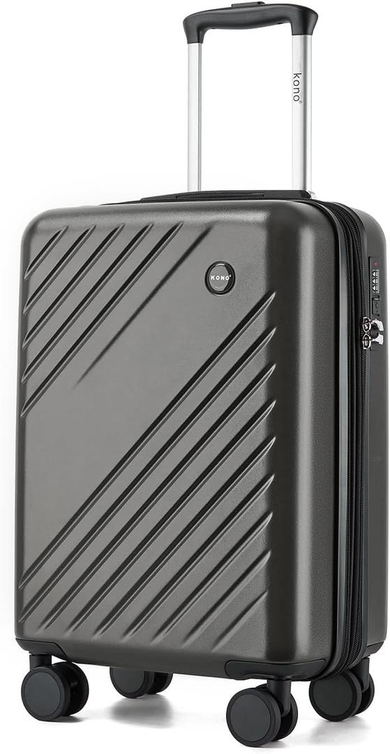 Kono 20in Carry On luggage with Expandable Layer Lightweight ABS+PC Grey