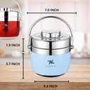 Stainless Steel Lunch Box Light Blue for Adults, Large Capacity 51 oz (1.5 L), Double compartment, keeps food Fresh and Warm, Ideal for Work and Travel, Leak-Proof, Portable.Includes Special Bag