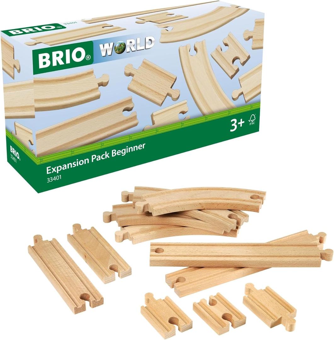 BRIO World Expansion Pack Beginner - 11-Piece Wooden Train Track Set - Compatible with All Railway Sets - FSC-Certified Wooden Tracks - Enhances Cognitive Skills - Durable & Safe - Ages 3 & Up