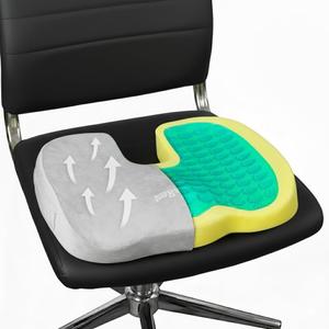 LuminaRest Gel Seat Cushion for Long Sitting - Premium CertiPUR-US Certified Memory Foam, Ergonomic Office Chair Cushion for Tailbone & Coccyx Pain Relief, Sciatica & Back Support (Gray)