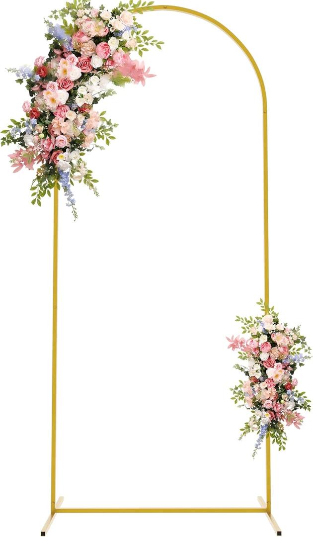Asee'm 6FT Metal Arch Backdrop Stand Gold Arched Backdrop Frame for Wedding Party Ceremony Birthday Bridal Baby Shower Garden Floral Balloon Arch Decoration (6x2.6FT(HxW))