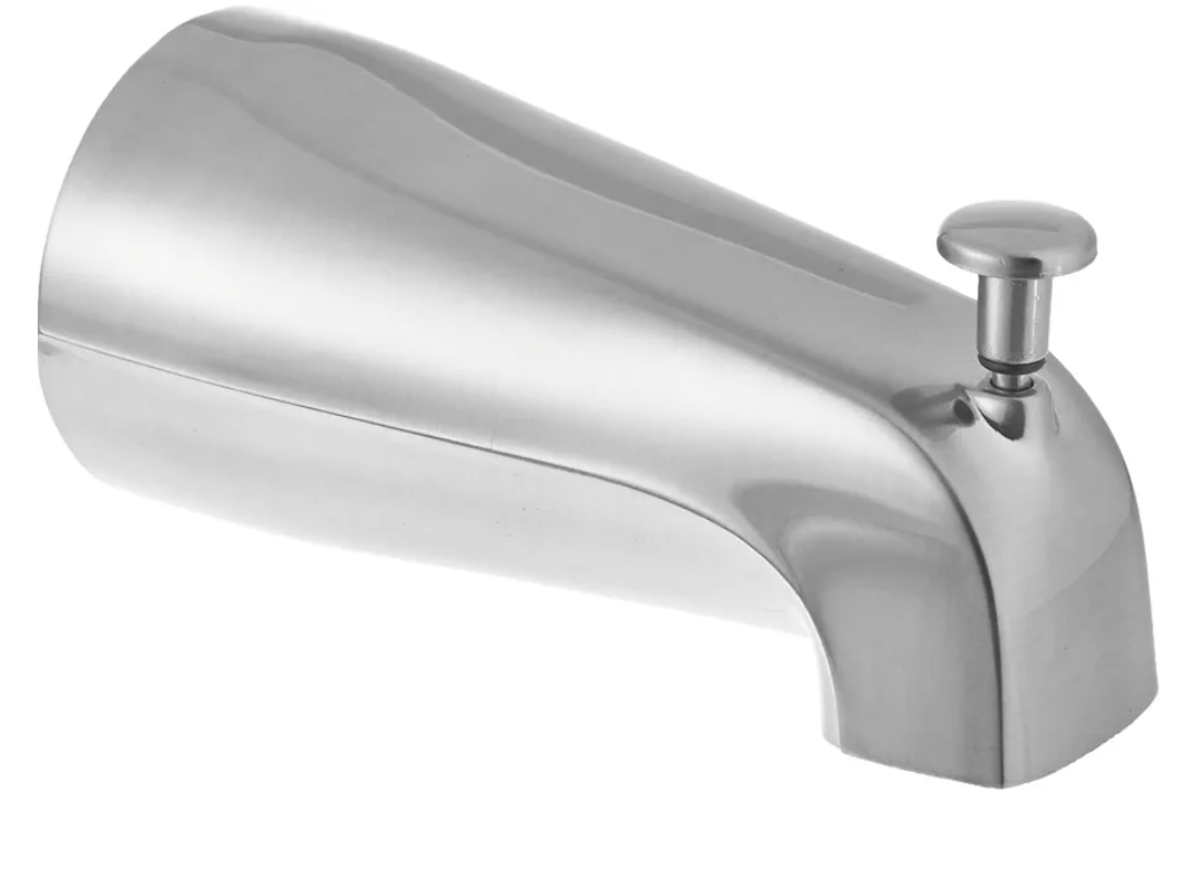 EZ-FLO 5-3/8 Inch Slide-On Zinc Bath Tub Diverter Spout with Hex Wrench and Set Screw, 1/2-inch Copper Pipe, Chrome, 15089