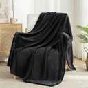 Exclusivo Mezcla Fleece Throw Blanket Extra Large, Super Soft and Warm Blankets for Couch, Sofa and Bed Waffle Textured, Cozy, Fuzzy and Lightweight (Black, 50x70 Inches)