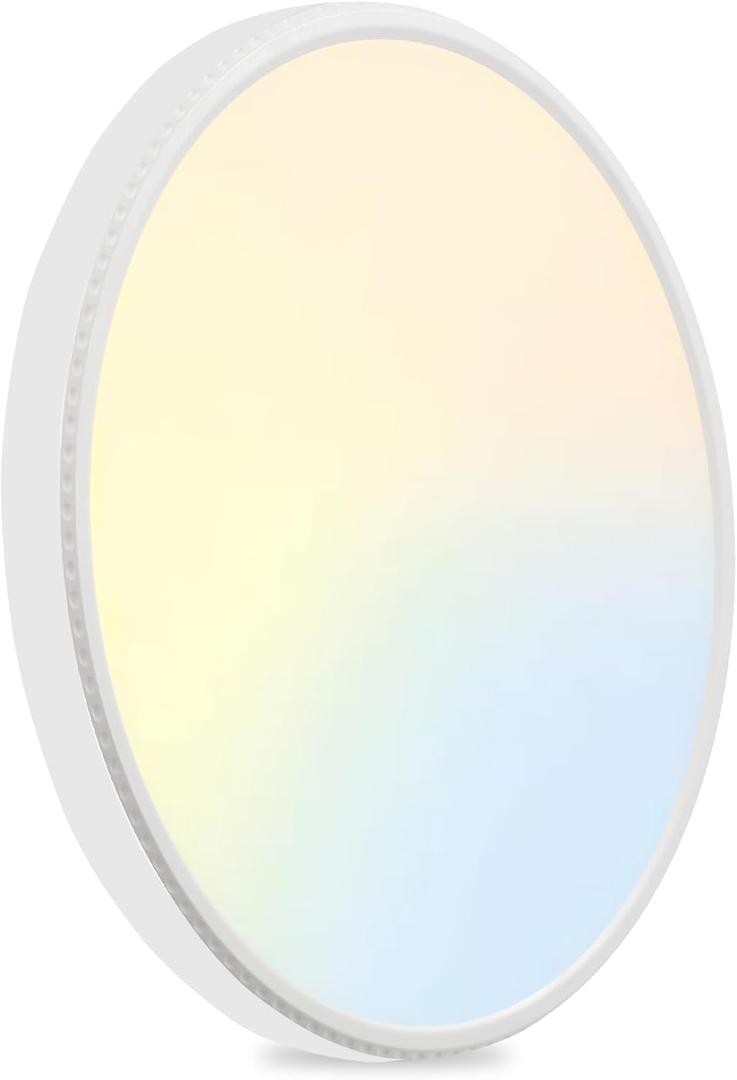 MODERN 15.8in 46W, 4800LM, 3000K/3500K/4500K/5000K//6000K CCT Selectable LED Ceiling Light, Close to Ceiling Round Flat Panel Light for Living Room, Bedroom,Kitchen ect(White, 1 Pack)
