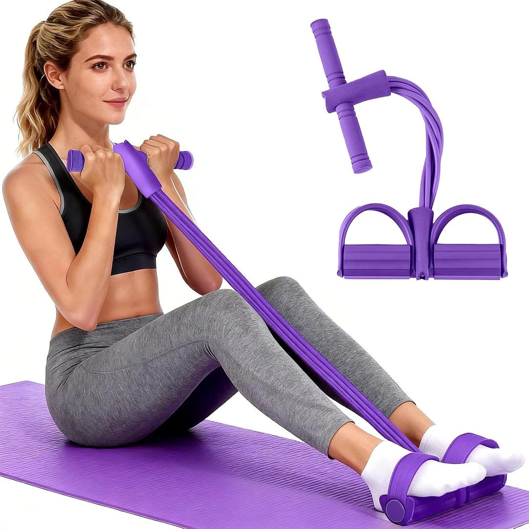 Pedal Resistance Band with Handle,Aturien 6-Tube Elastic Yoga Pedal Puller Exercise Bands,Multifunctional Stretch Bands for Exercise,Home Workout Equipment for Legs Arms Abs,Purple