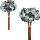 IPOPU Dusty Blue Ranunculus Artificial Flowers 2Bouquets Realistic Silk Flowers 12PCS Mini Fake Flowers for DIY Wedding Bouquet Bridal Shower Decorations Blue Flowers Centerpieces (Dusty Blue)