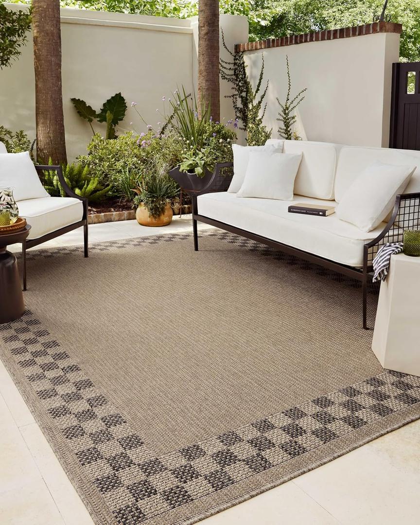 Loloi Chris Loves Julia Providence Collection PRC-01 Natural/Charcoal 9'-2" x 13', .12" Pile Height, Indoor/Outdoor Area Rug