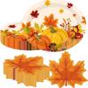 Fall Party Decorations Plates and Napkins, 100 Pcs Autumn Plate and Napkins include Oval Pumpkin Paper Plates,Maple Leaf Napkins for Fall Theme Party Thanksgiving Supplies