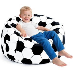 2.2 Ft Soccer Bean Bag Chair for Toddler with Memory Foam Filling, Large Kids Bean Bag Chair with Soft Velvet Cover, Bean Bag Sofa Couch for Living Room, Birthday Gift for Boys Girls, Large