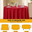 6-Pack Red Round Tablecloths, 132 Inches, Stain-Resistant Polyester for 6-8 Ft Round Tables - Washable Table Covers for Weddings, Banquets, Birthday Parties, Events