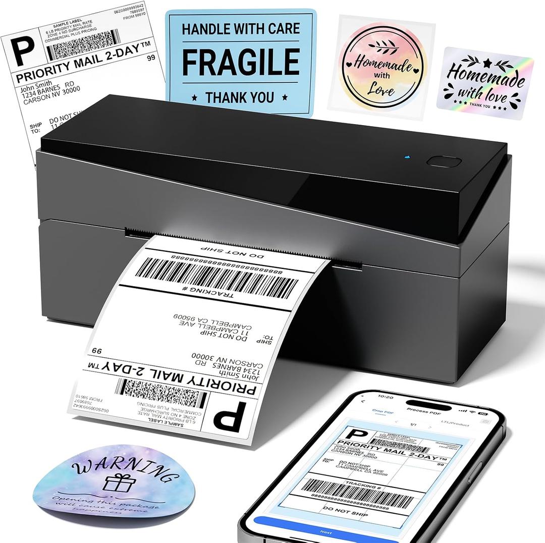 Bluetooth Shipping Label Printer 4x6, 249BT Thermal Label Printer 4x6 for Small Business, Shipping Packages, Office, Home, Compatible with Android iPhone iPad Windows macOS Tiktok USPS Etsy